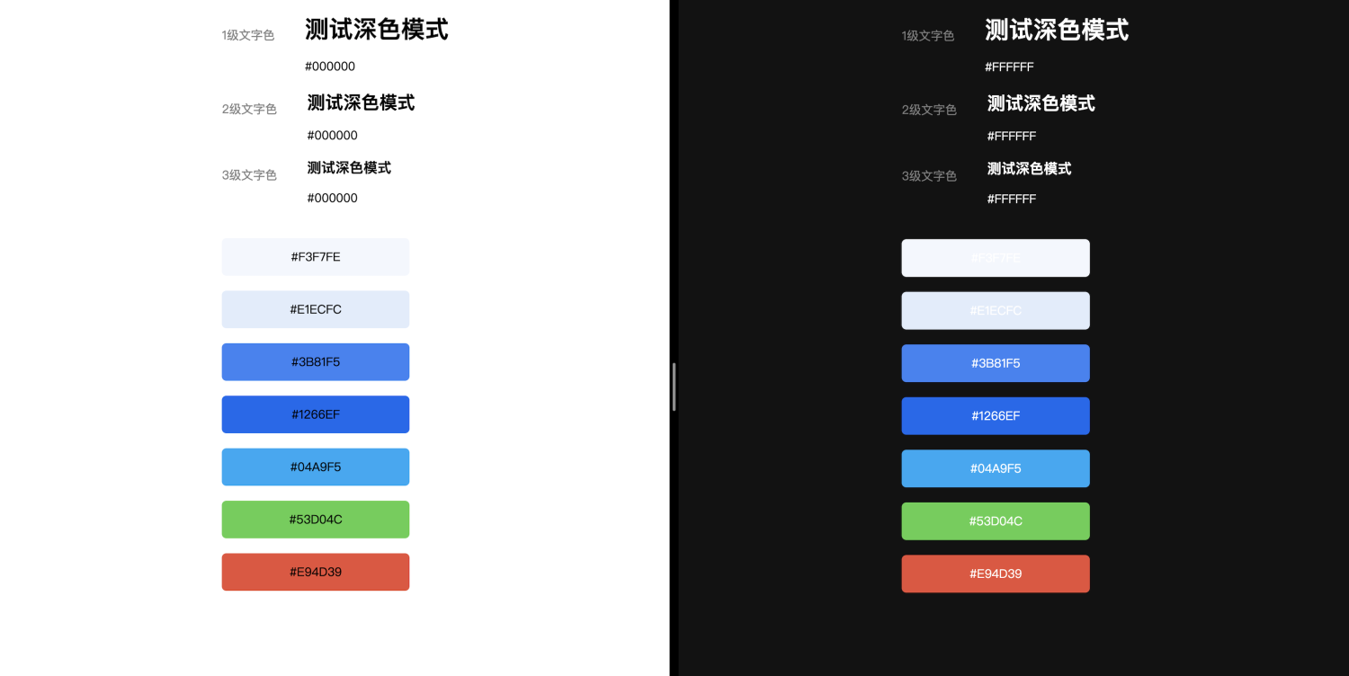 左边浅色，右边是浏览器自动适配的深色